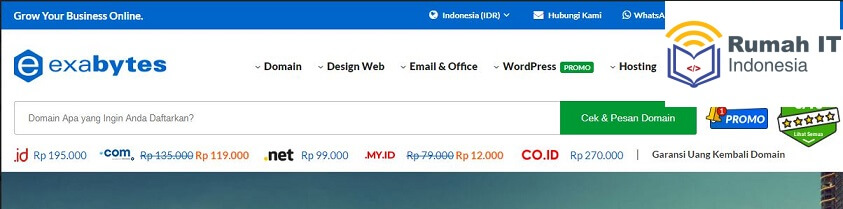 Domain .Com Hanya 20.000 di Exabytes Indonesia