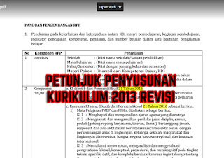 Petunjuk Penyusunan RPP Kurikulum 2013 Revisi Tahun 2017