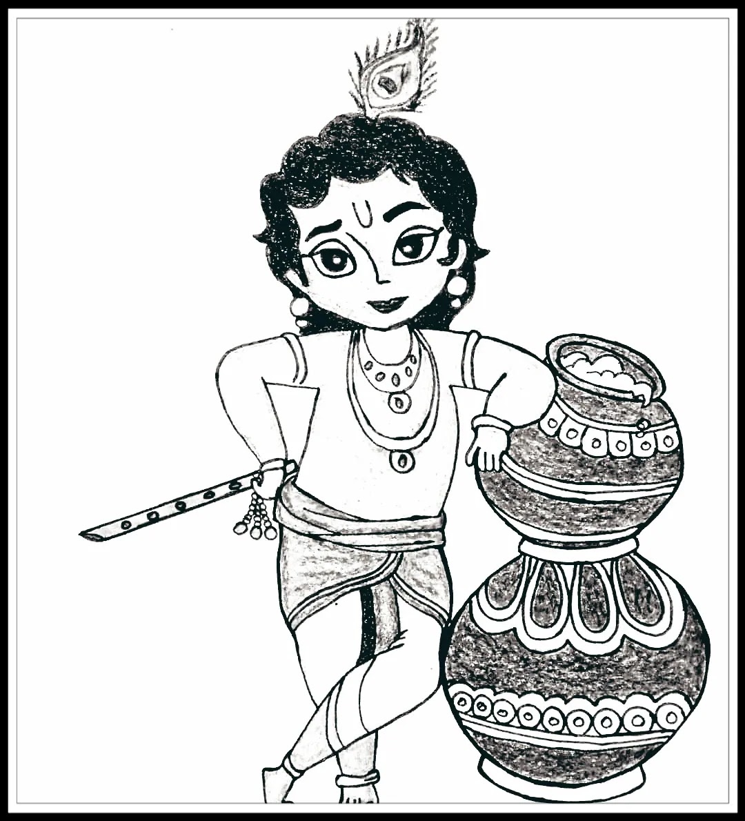 Step | Shree Krishna Thakur Drawing for Beginners | Easy cartoon drawings,  Easy doodles drawings, Krishna drawing