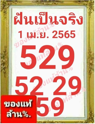 ฝันเป็นจริง งวดวันที่ 1 เมษายน 2565 OHO999.com