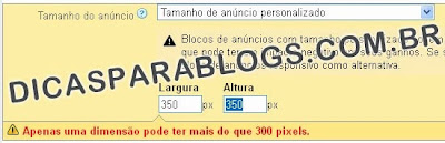 Limites de Tamanhos dos Anúncios AdSense