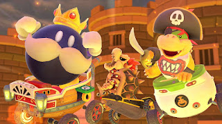 King Bob-omb, Bowser Jr. and Dry Bowser on the Airship Fortress