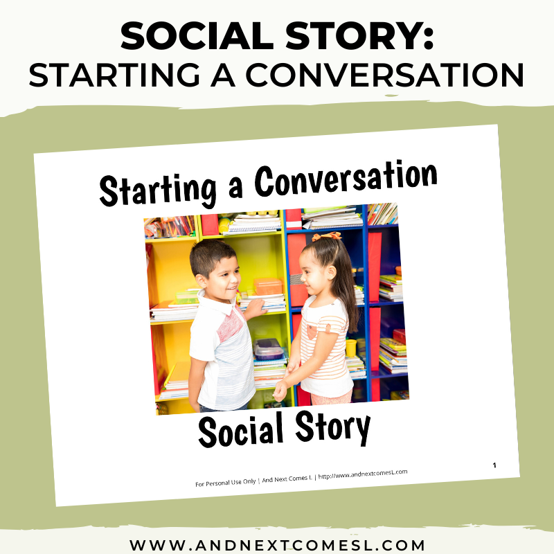 Printable social story for kids with autism about starting a conversation