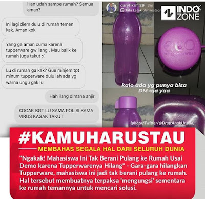 Tupperware hilang saat demo