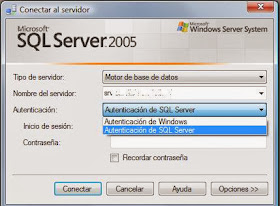 Entrada en modo autenticación de SQL Server