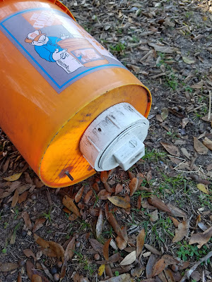 5 gallon bucket with PVC clean out adaptor.