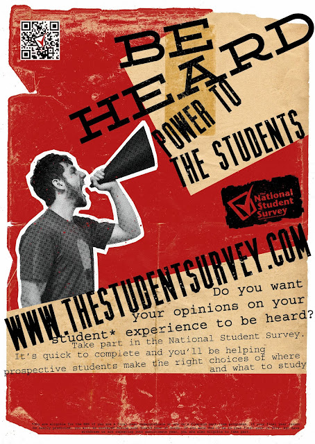 NSS, National Student Survey, competition, 2013, 2014, entry, nus, protest, propaganda, vintage, textured, graphic design, craft, art, be heard