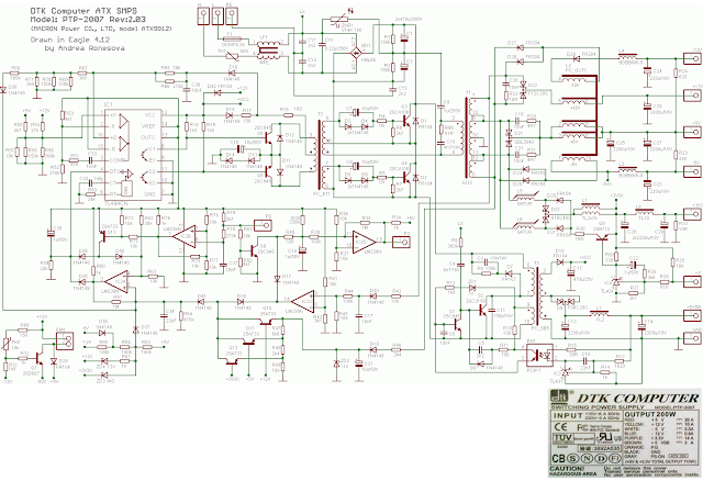 Diagrama Esquemático de Fonte de Alimentação - dtk computer ptp-2007 200 wats