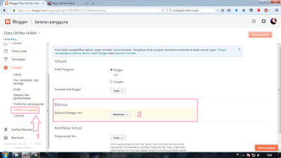 Merubah Bahasa di Blogger | Modul Blogger Pemula