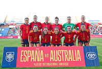 SELECCIÓN DE ESPAÑA FEMENINA. Temporada 2021-22. Ivana Andrés, Irene Paredes, Patri Guijarro, Lucía García, Sandra Paños, Alexia Putellas. Amaiur Sarriegi, Ona Batlle, Aitana Bonmati, Mariona Caldentey, Leila Ouahabi. SELECCIÓN DE ESPAÑA FEMENINA 7 SELECCIÓN DE AUSTRALIA FEMENINA 0 Sábado 25/06/2022, 21:30 horas. Partido internacional amistoso. Huelva, España, estadio Nuevo Colombino: 6.800 espectadores. GOLES: 1-0: 44’, Aitana Bonmatí.  2-0: 48’, Mariona Caldentey. 3-0: 52’, Esther Guerrero. 4-0: 56’, Lucía García. 5-0: 82’, Lucía García. 6-0: 88’, Irene Guerrero. 7-0: 90’ Irene Guerrero.