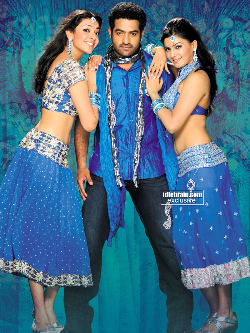 Kajal Agarwal in blue lenga choli  -  Kajal agarwal & Samantha Brindavanam HOT PICS