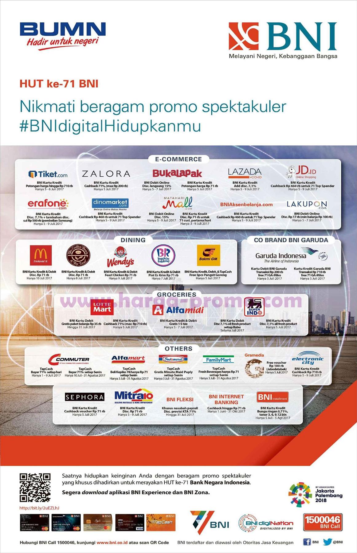 Promo BNI Promo Debit BNI Promo Kartu Kredit BNI Promo Kartu Kredit Promo Bank BNI Terbaru Dalam rangka ulang tahun BNI yang ke 71 BNI memberikan promo