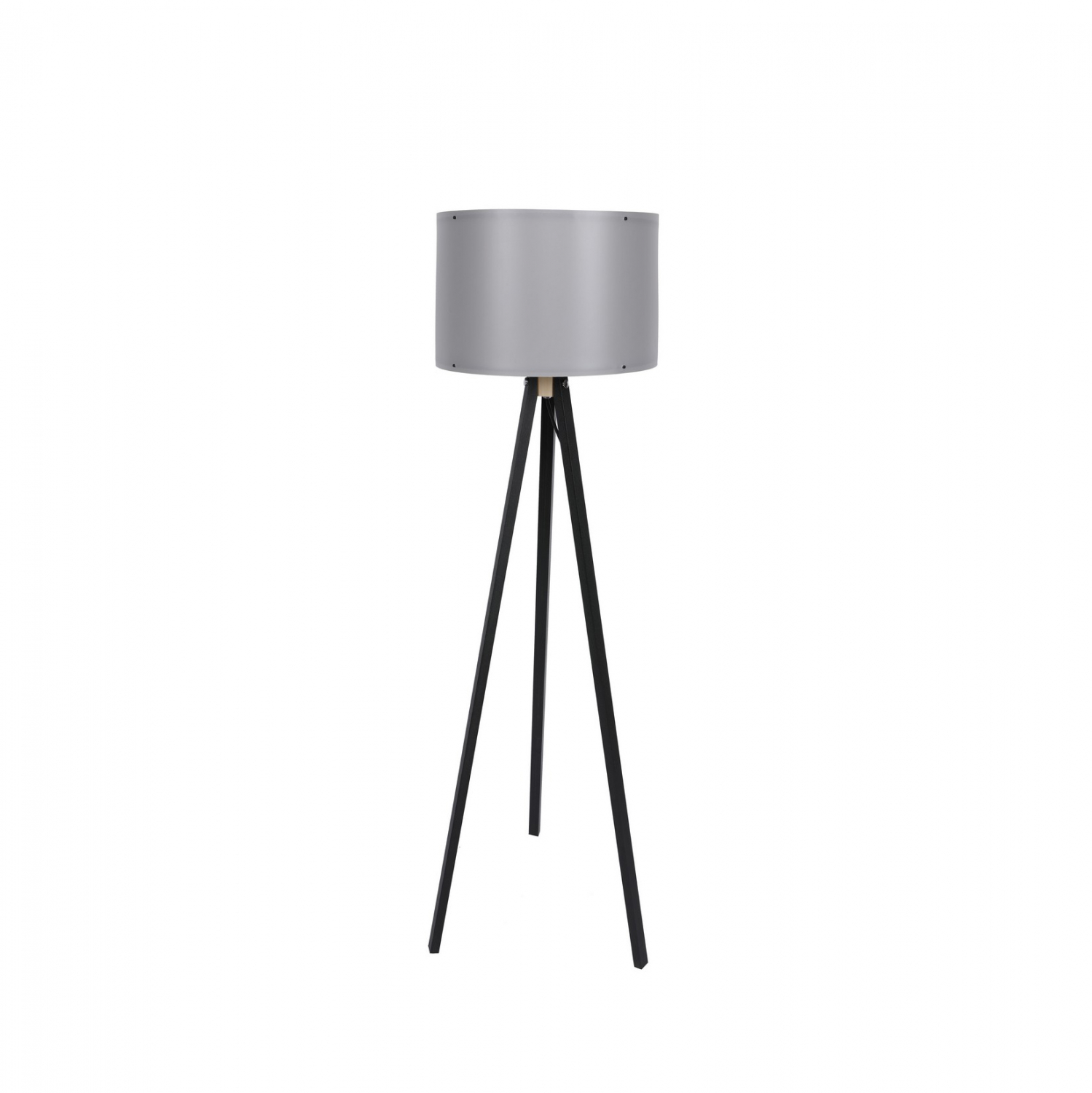 Walnut tripod floor lamp with gray cap