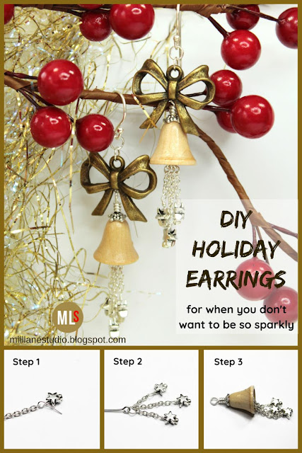 DIY Wooden Bell Christmas Earrings pin