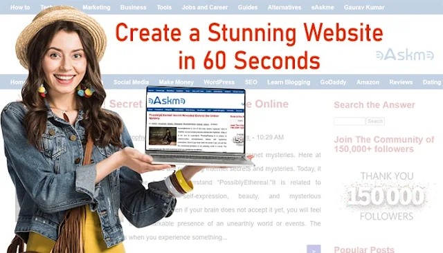 How to Create WordPress Website in 60 Seconds with Astra Starter Templates With ZipWP AI Website builder: eAskme