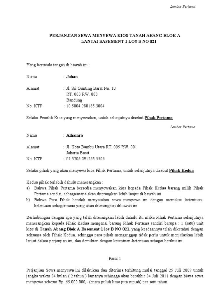  Contoh Surat Perjanjian Kontrak Rumah Sederhana Inilah Contoh Surat Perjanjian Kontrak Rumah Sederhana