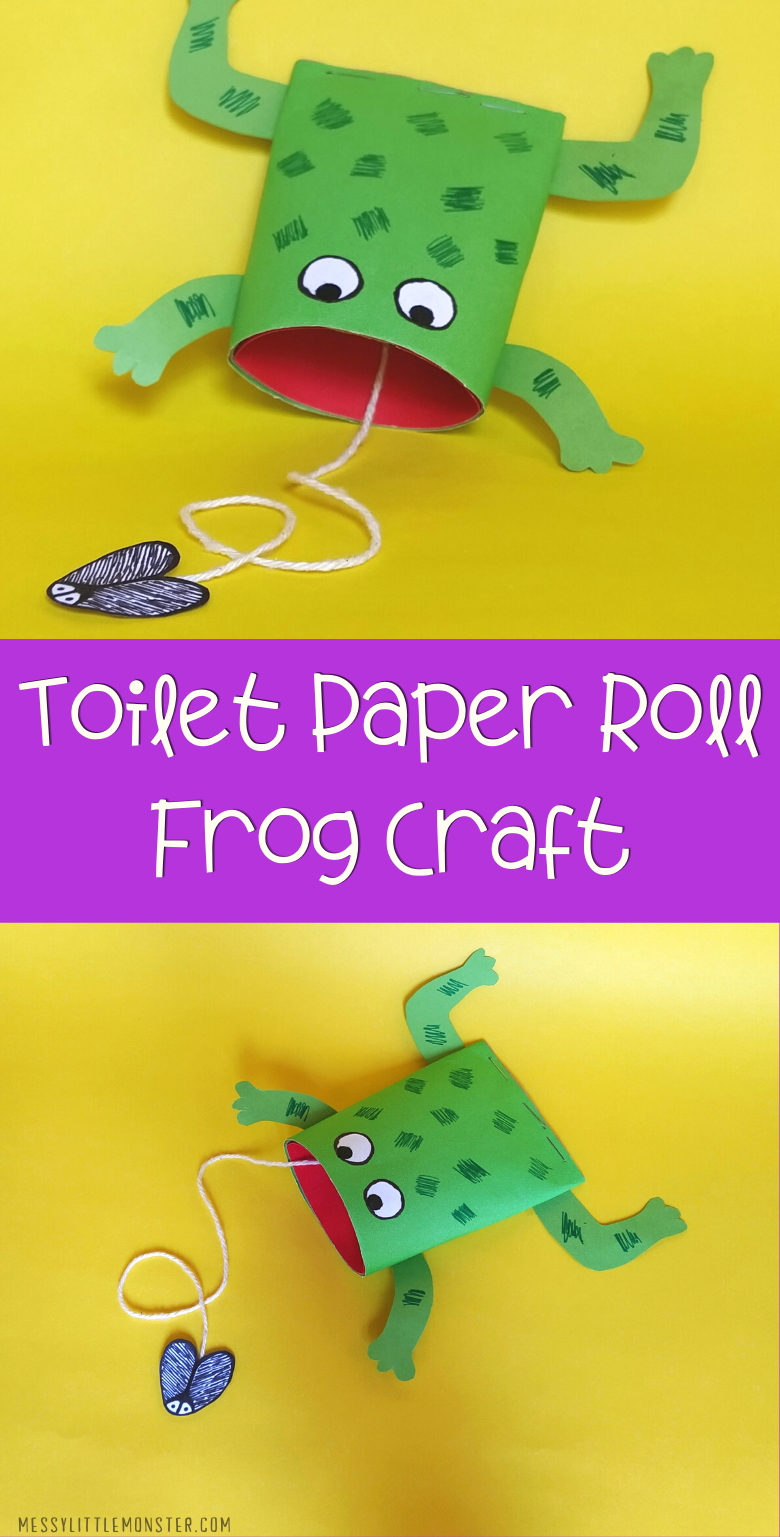 Toilet paper roll frog craft for kids.