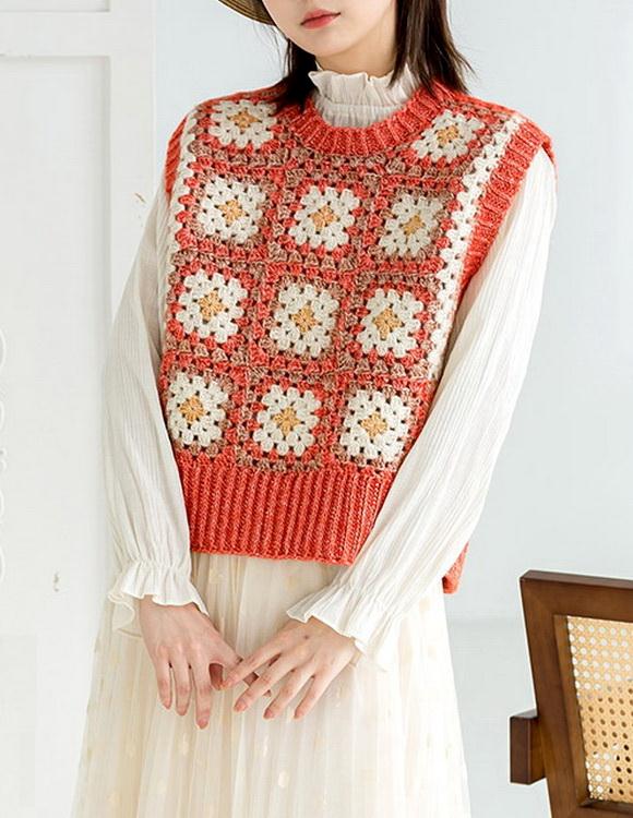 Crochet Granny Squares Vest for Women