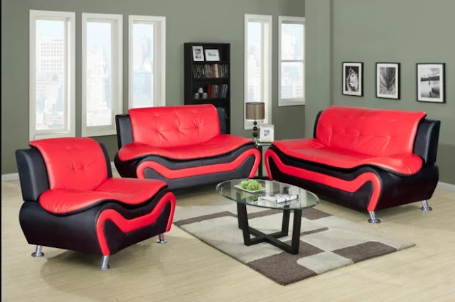 red living room set