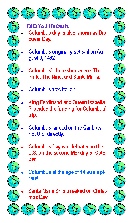 Although the United States celebrates Columbus Day on the second Monday of October each year, Italian-born Columbus landed in the Bahamas on October 12, 1492. 
