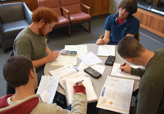 Study group meets in the tutoring room.