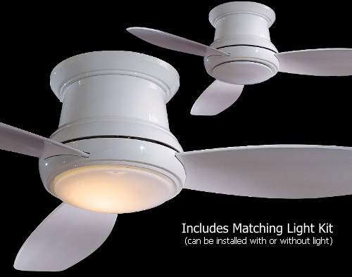 Minka-Aire F518-WH 44-inch Concept II Flush Mount Ceiling Fan, White with White Blades