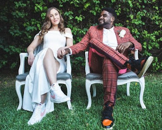 Ron Funches with his wife Christina Dawn in their wedding dress