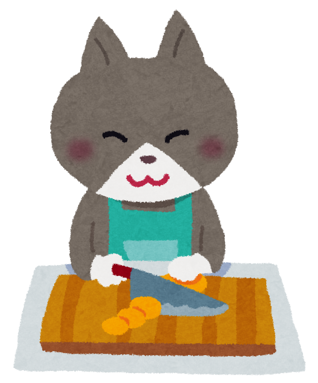 無料イラスト かわいいフリー素材集 料理をする猫のキャラクターのイラスト