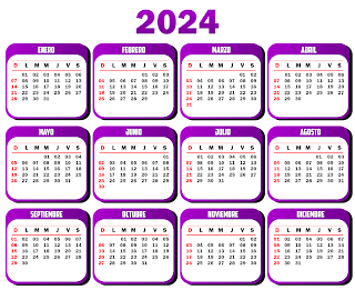 calendario 2024 png color morado