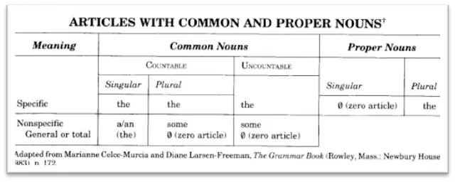 ARTICLES WITH COMMON AND PROPER NOUNS