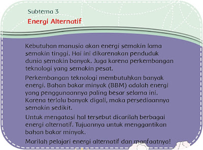 kunci jawaban tema 6 kelas 3 subtema 3 alternatif energi