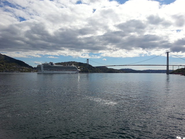 P&O cruise ship Azura in Bergen, Norway during a fjords cruise