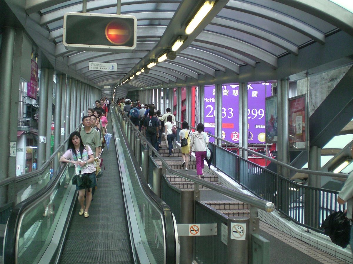Central Mid Level outdoor covered longest Escalator in the world Hong Kong