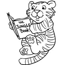 Printable Baby Tiger Read Books Coloring Pages