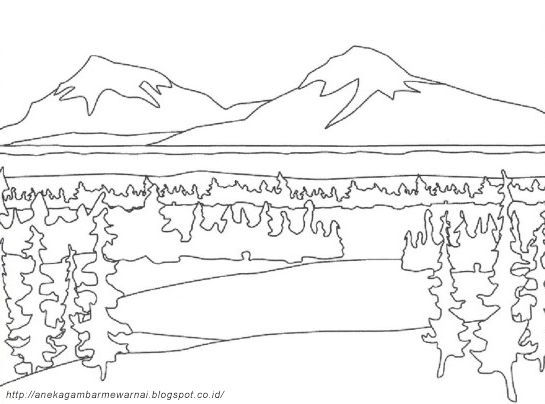 Gambar Mewarnai Pemandangan Alam Untuk Anak PAUD dan TK