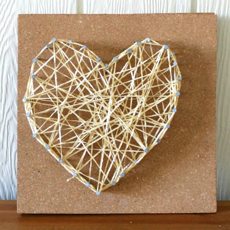 string heart art project