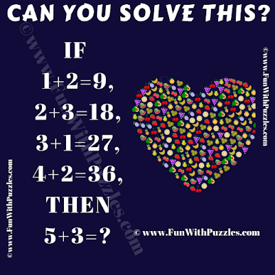 If 1+2=9, 2+3=18, 3+1=27, 4+2=36, then 5+3=?. Can You Solve this Crack-the-Code Puzzle?