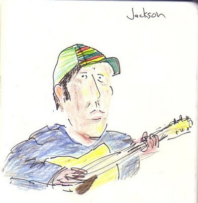 Drawing of Jackson B. on guitar