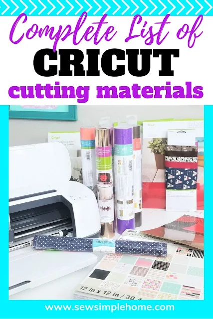 A complete list of Cricut cutting materials for both the Cricut Explore machines and Cricut Maker