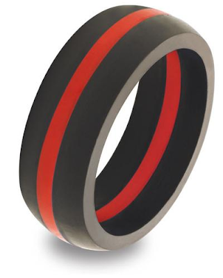 QALO Men’s Thin Red Line Silicone Ring