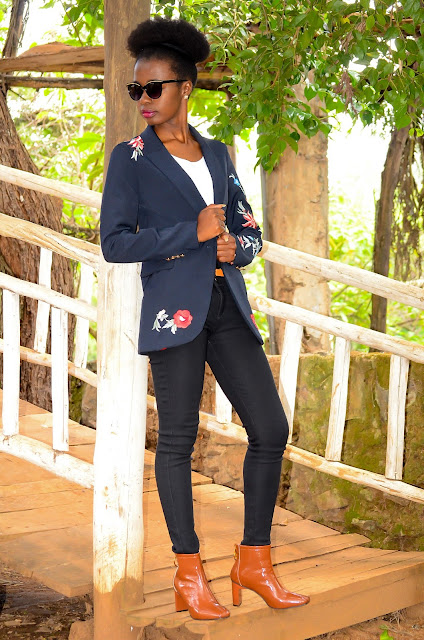 Wearing An Embroidered Women's Blazer With Patent Leather Boots