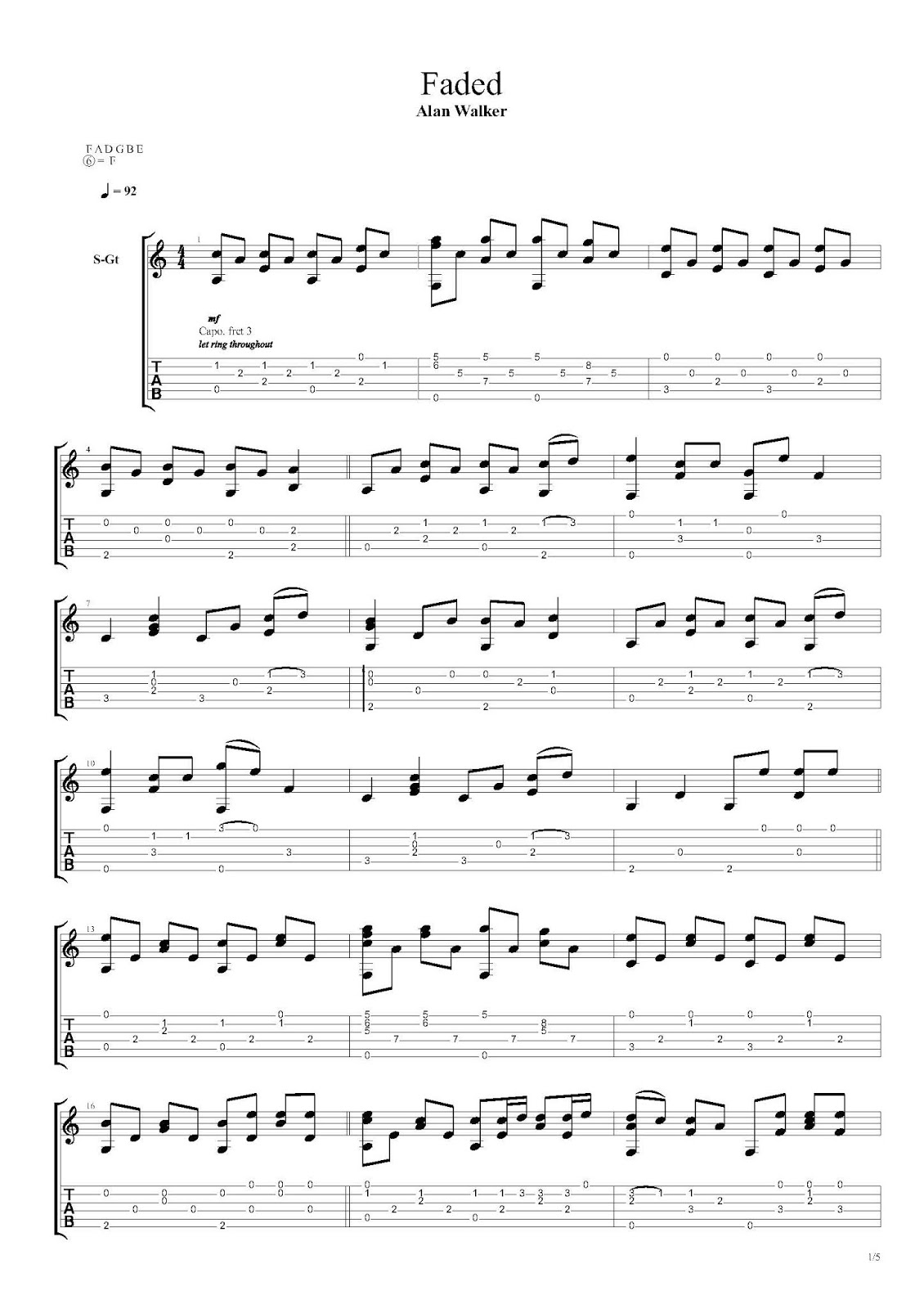 Faded Tabs Alan Walker Free Tabs And Sheet - roblox faded lyrics piano tutorial