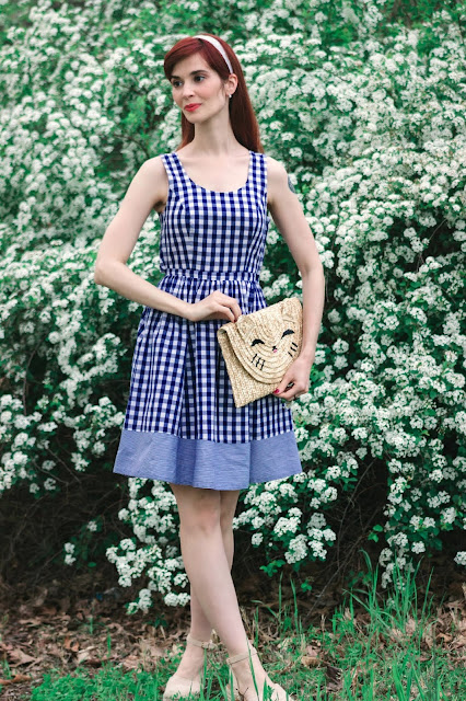 Blue and White Gingham Dress by ModCloth