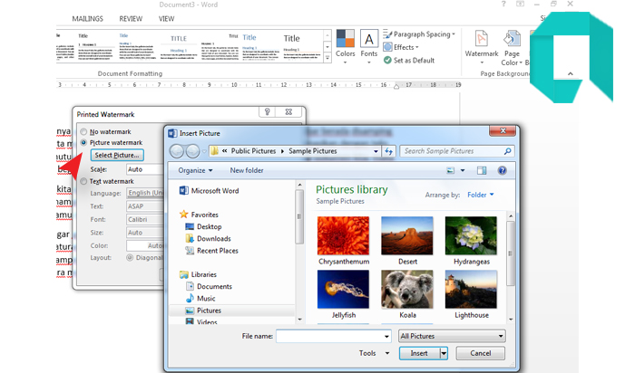 Cara Membuat Tulisan Di Atas Gambar ( Background ) Pada MS Word