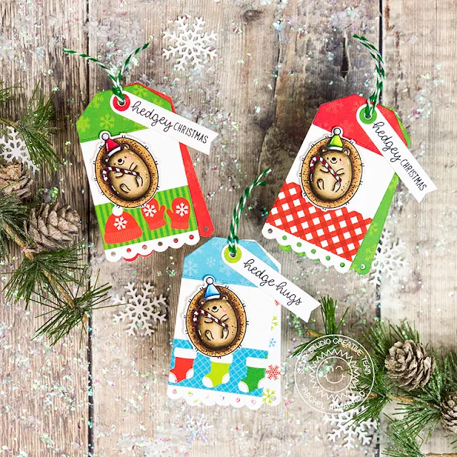 Sunny Studio Stamps: Hedgey Holidays Build-A-Tag Dies Holiday Tags by Rachel Alvarado