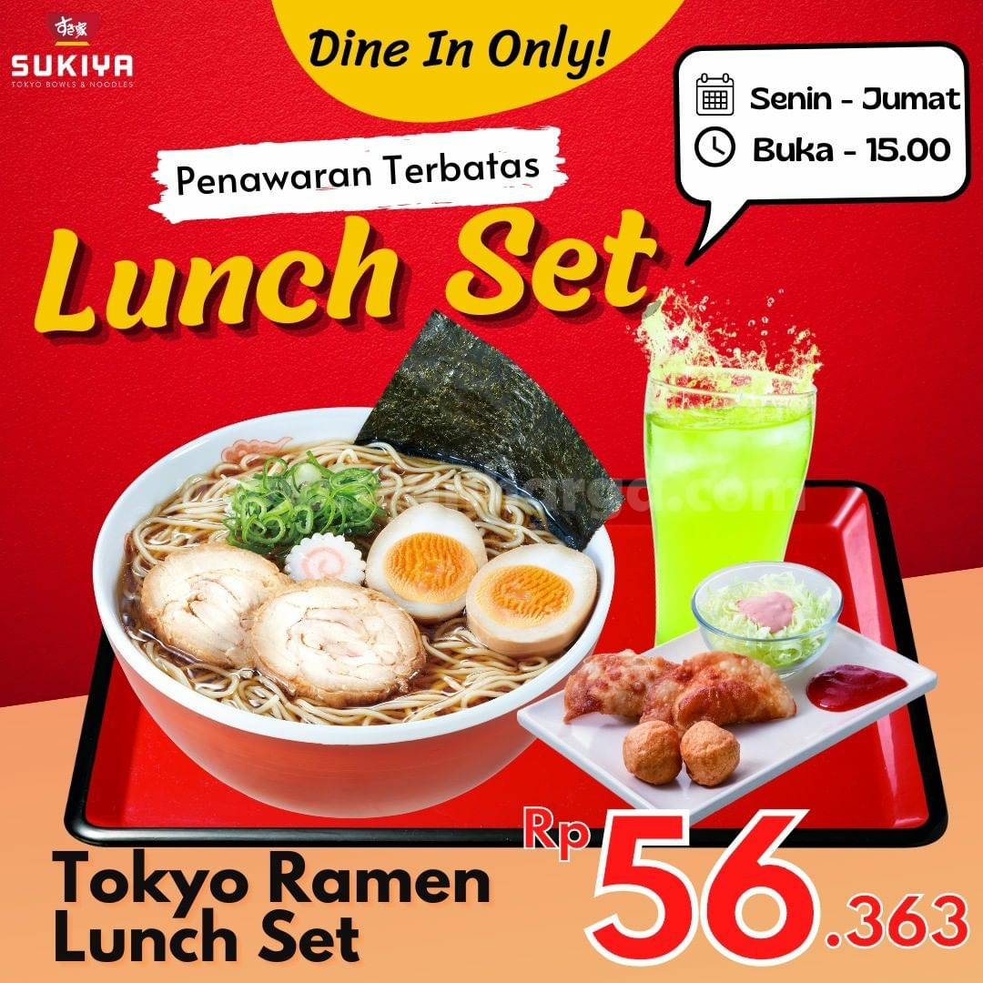 SUKIYA Promo Lunch Set Tokyo Ramen harga spesial hanya Rp 56.363