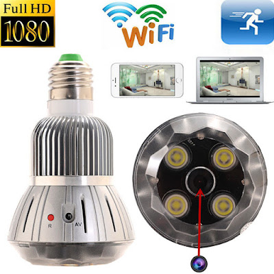 SpyCam CCTV di dalam Lampu LED (WiFi).