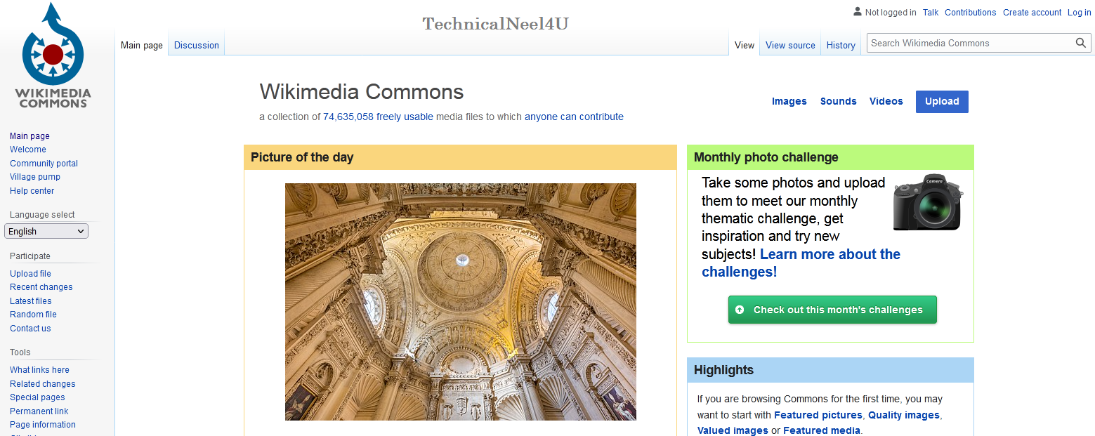 Wikimedia Commons images, audio and video