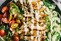 CHICKEN SHAWARMA SALAD WITH TAHINI DRESSING