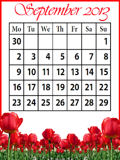 Free Printable Monthly Calendar September 2013